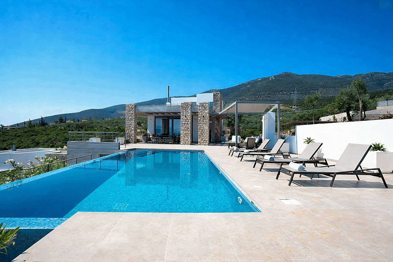 Villa Thymari Blue Mosaic Pool area