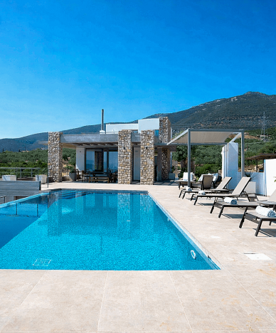 Villa Thymari Blue Mosaic Pool area